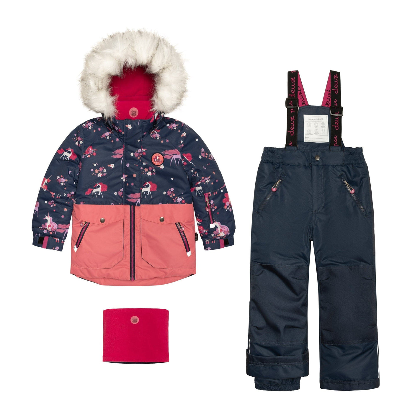 Two Piece Snowsuit Navy With Unicorns In The Wind Print-0