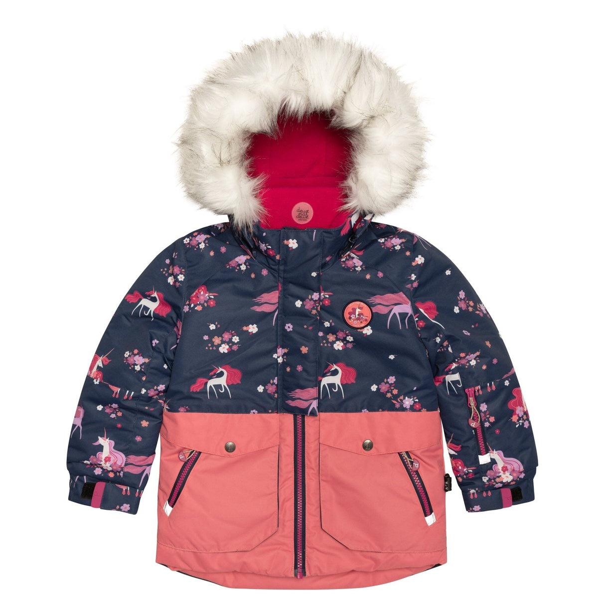 Two Piece Snowsuit Navy With Unicorns In The Wind Print-4