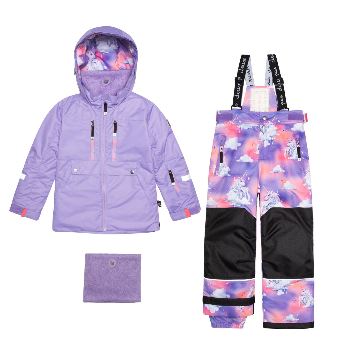 Teknik Two Piece Snowsuit Lavender With Unicorns In The Clouds Print-0