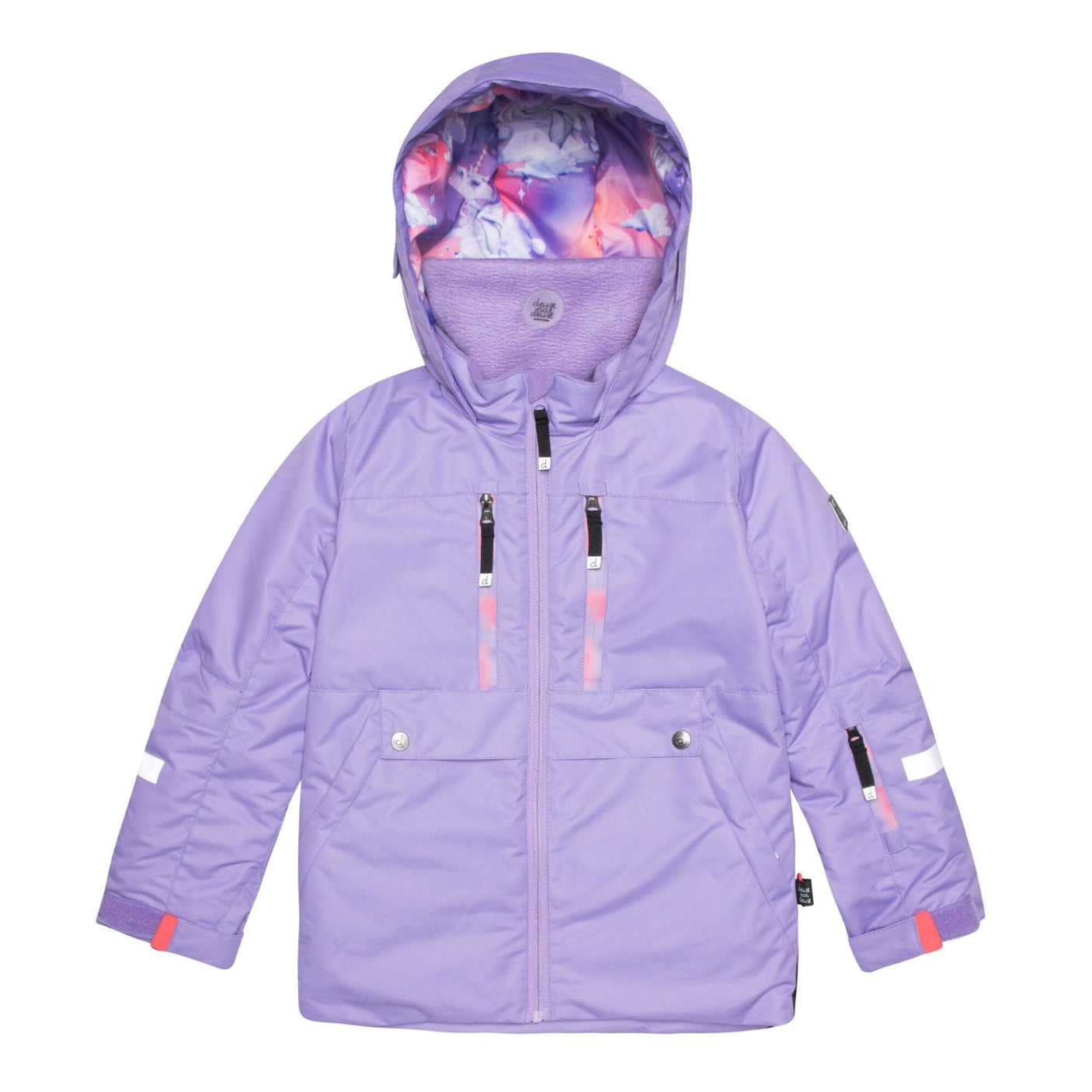 Teknik Two Piece Snowsuit Lavender With Unicorns In The Clouds Print-3