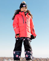 Teknik Two Piece Snowsuit Coral With Roses Print-1