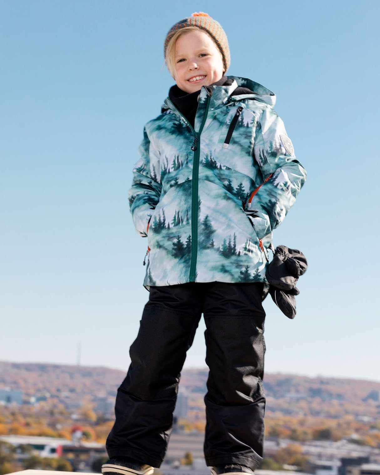 Two Piece Snowsuit Black With Forest Print-1