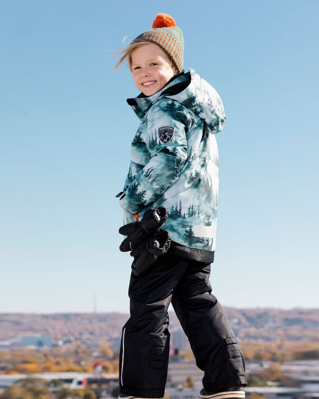 Two Piece Snowsuit Black With Forest Print-2