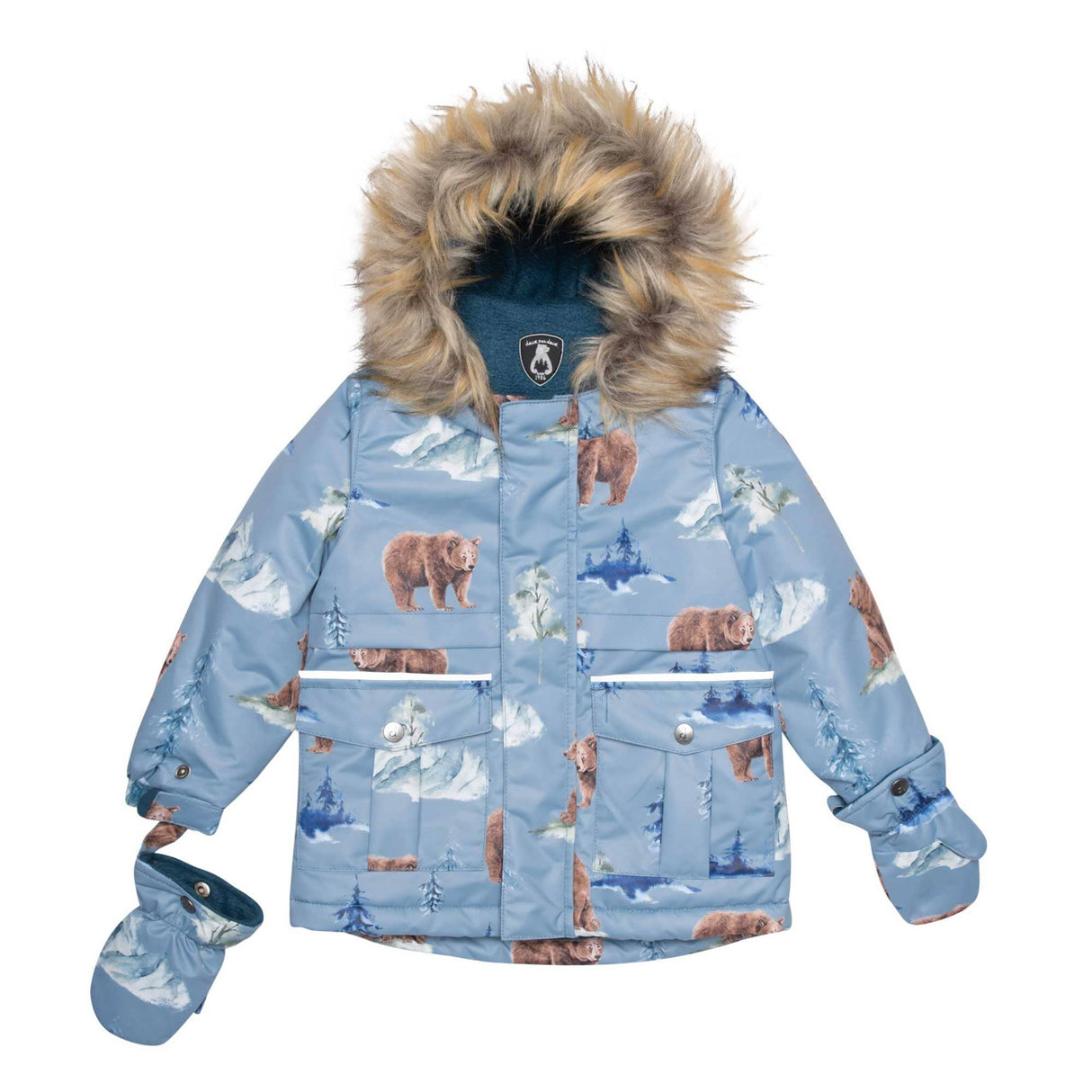 Two Piece Baby Snowsuit Chocolate With Bear Print-2