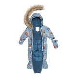One Piece Baby Snowsuit With Bear Print-2