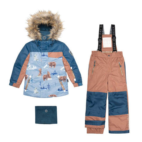 Two Piece Snowsuit Chocolate With Bear Print-0