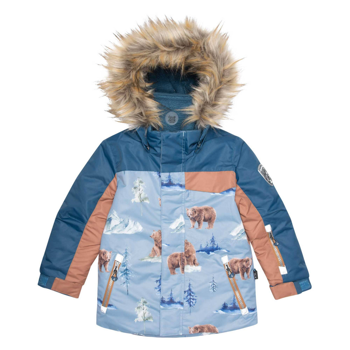 Two Piece Snowsuit Chocolate With Bear Print-3