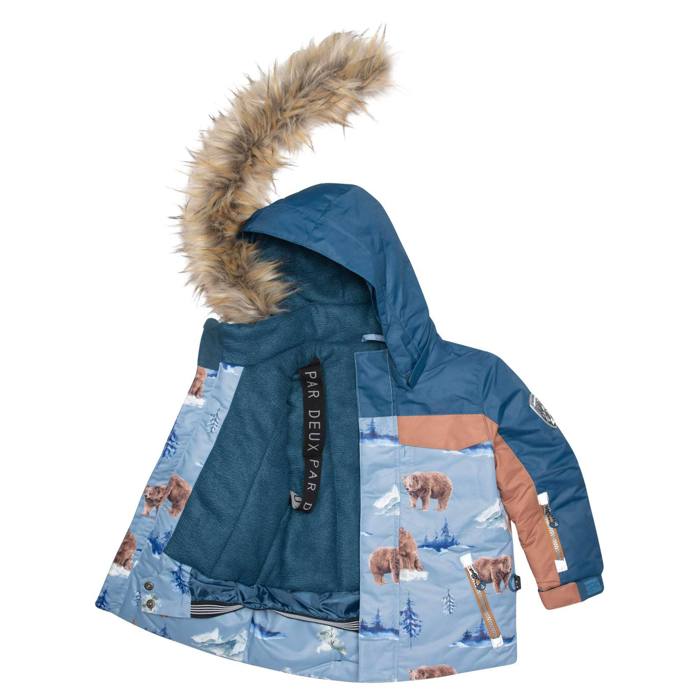 Two Piece Snowsuit Chocolate With Bear Print-5