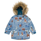 Two Piece Snowsuit Teal Blue With Bear Print-3