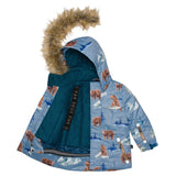 Two Piece Snowsuit Teal Blue With Bear Print-4