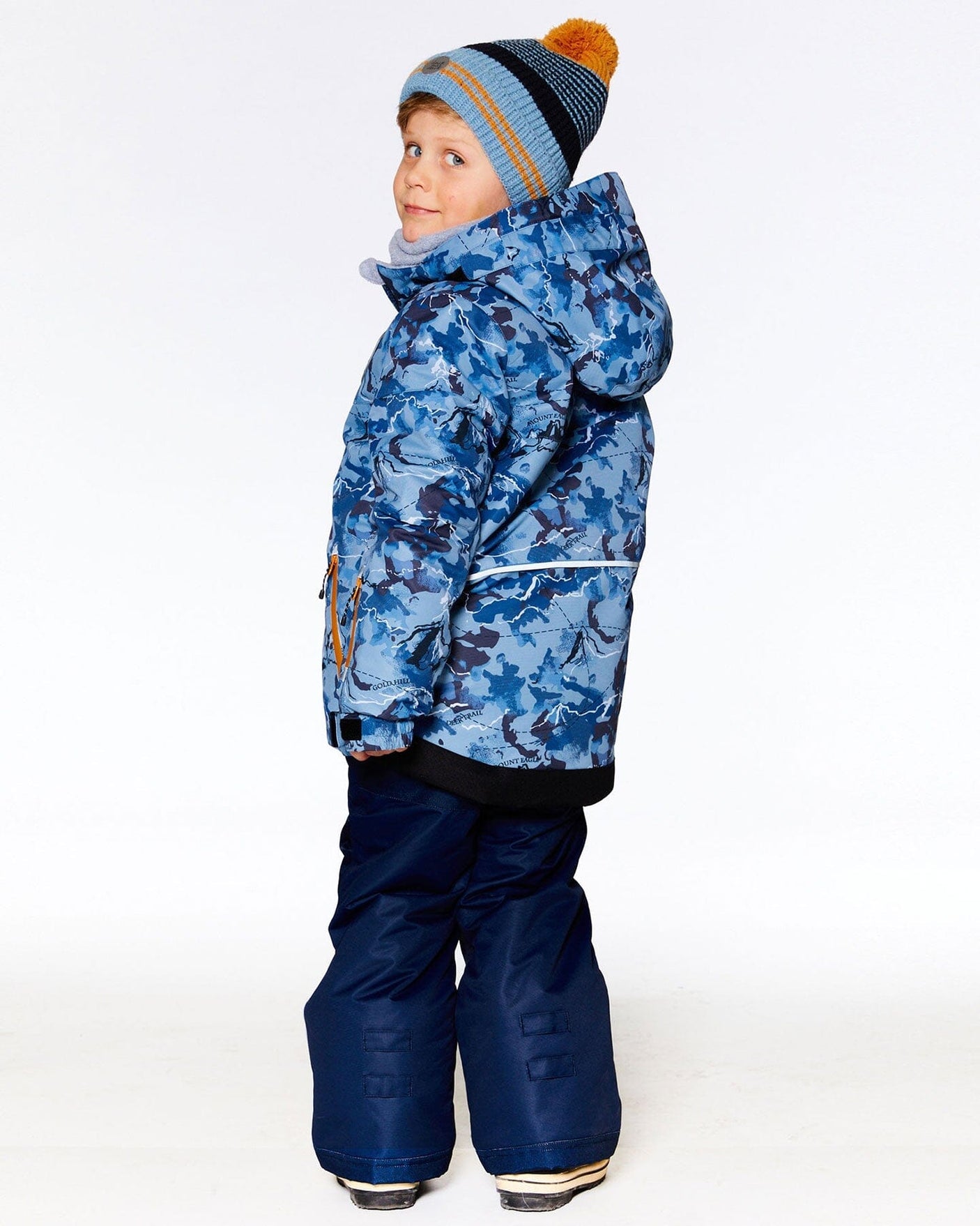 Two Piece Snowsuit Teal Blue With Mountain Print-2