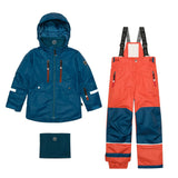 Teknik Two Piece Snowsuit Teal Blue And Fire Orange-0