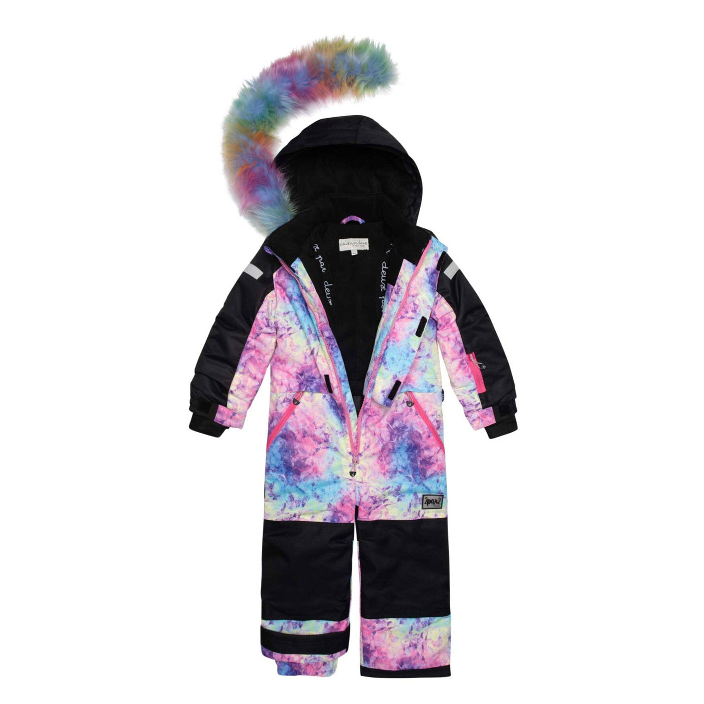 One Piece Snowsuit With Frosted Rainbow Print-3