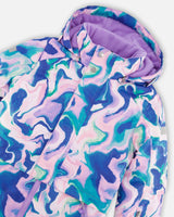 One Piece Snowsuit Aqua With Marbled Print-5