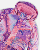 One Piece Snowsuit Pink Lilac With Geode Print-4