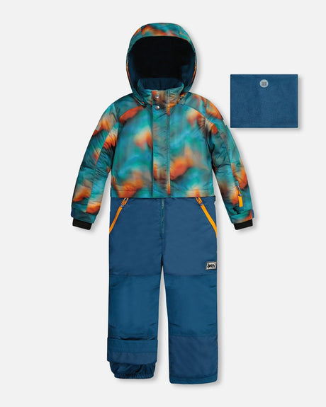 One Piece Snowsuit Deep Teal With Water Colour Gradient-0