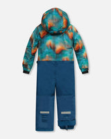 One Piece Snowsuit Deep Teal With Water Colour Gradient-3