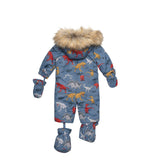 One Piece Baby Snowsuit With Dino Print-1