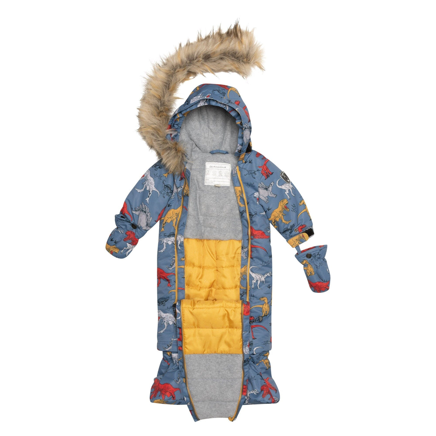 One Piece Baby Snowsuit With Dino Print-2