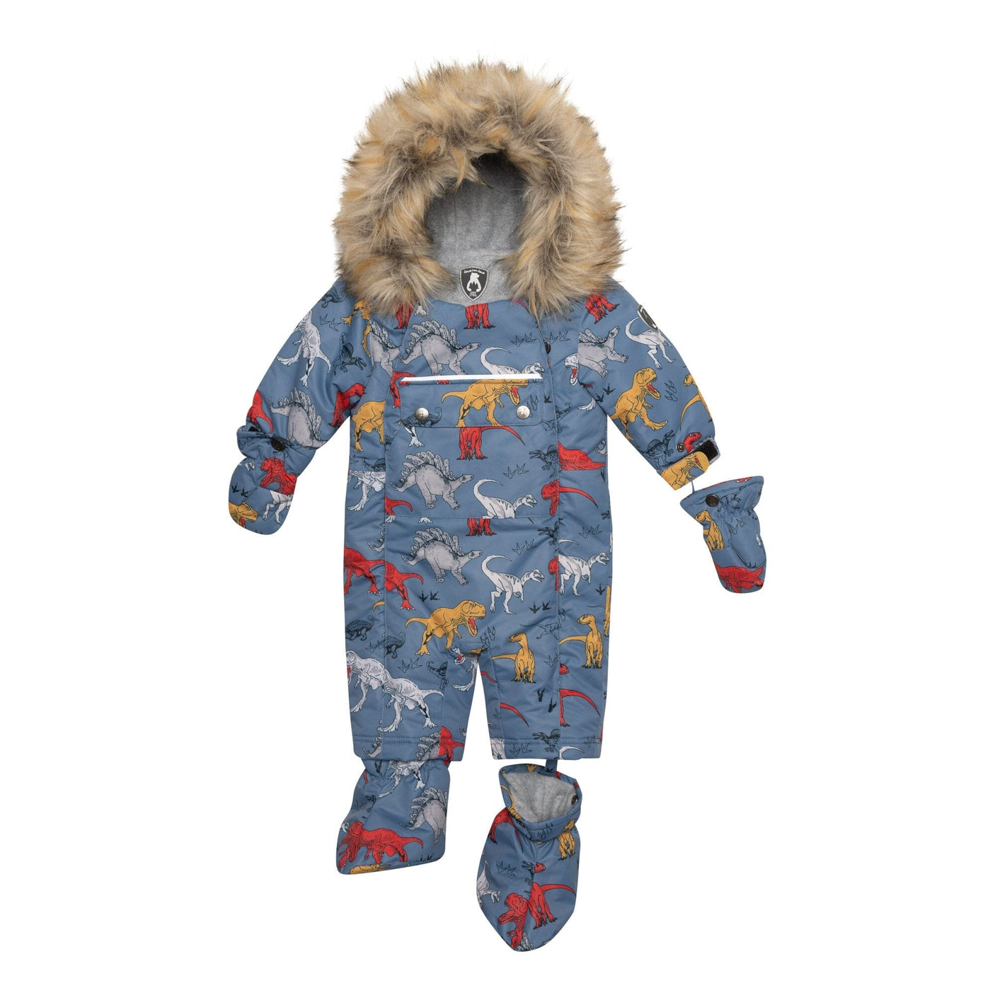 One Piece Baby Snowsuit With Dino Print-3
