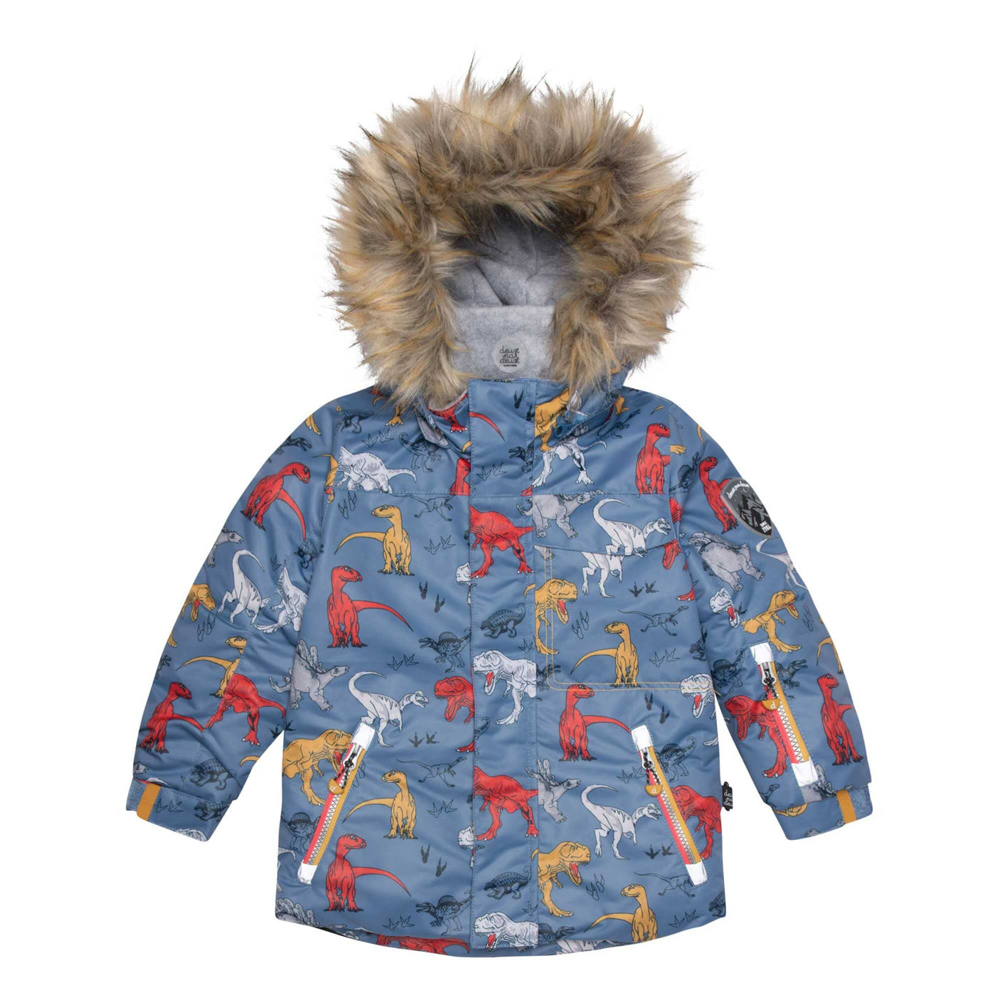 Two Piece Baby Snowsuit Harvest Gold With Dino Print-1