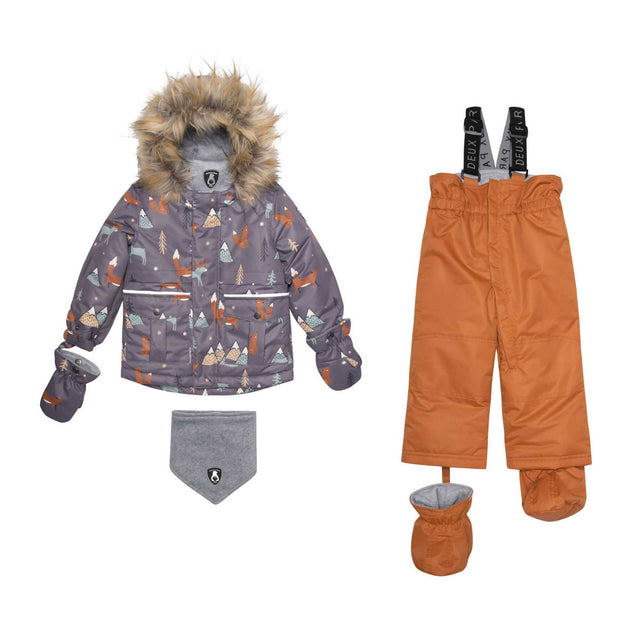 Two Piece Baby Snowsuit Glazed Ginger With Fox Print-0