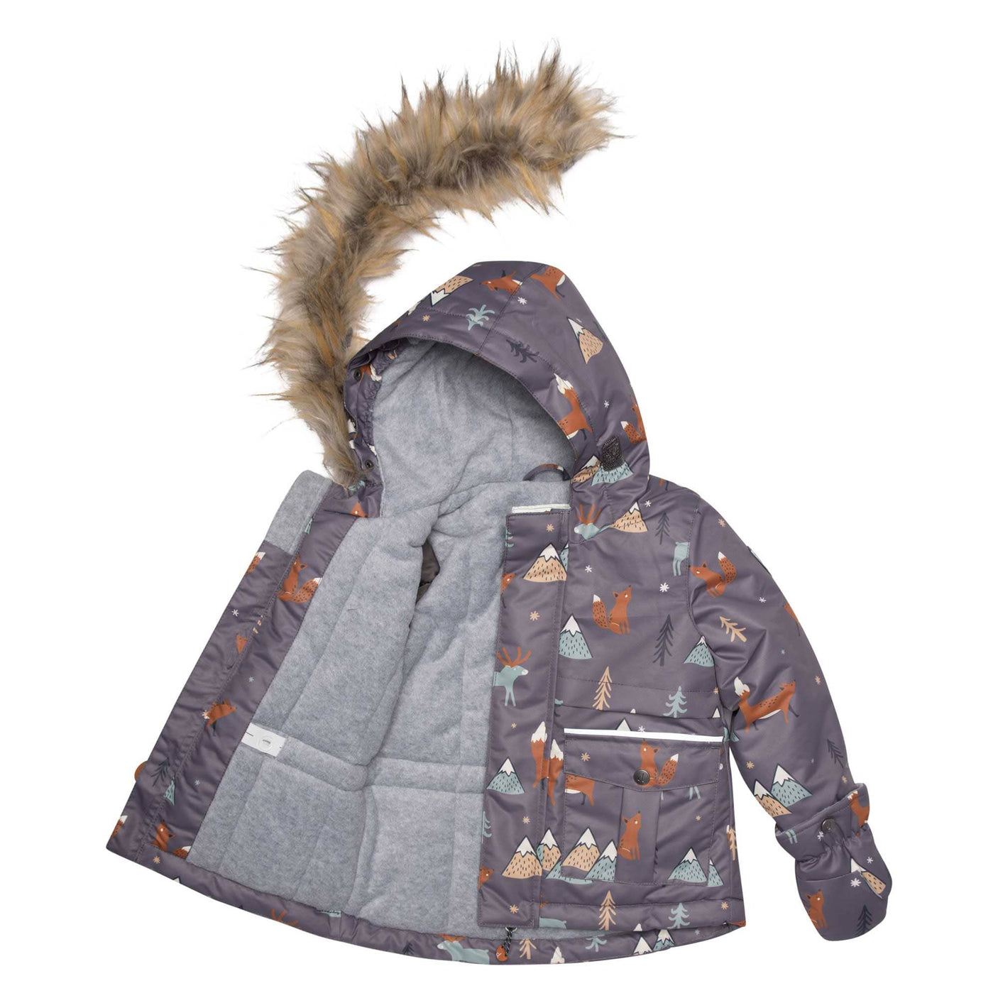 Two Piece Baby Snowsuit Glazed Ginger With Fox Print-3
