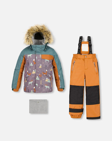 Two Piece Snowsuit Glazed Ginger With Fox Print-0
