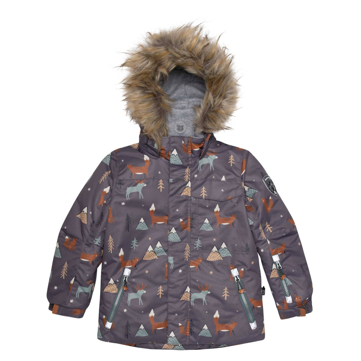 Two Piece Snowsuit Pine Green With Fox Print-1