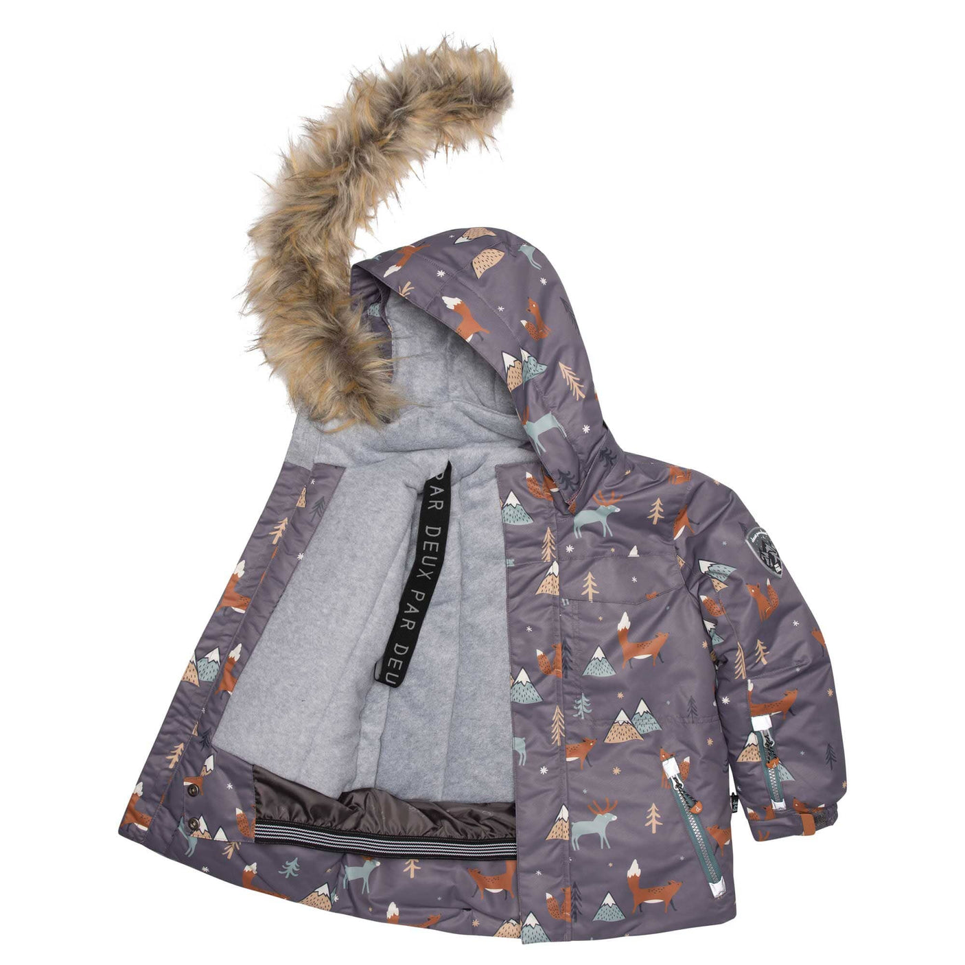Two Piece Snowsuit Pine Green With Fox Print-3