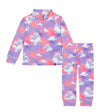 Two Piece Thermal Underwear Set Lavender With Unicorns In The Clouds Print-0