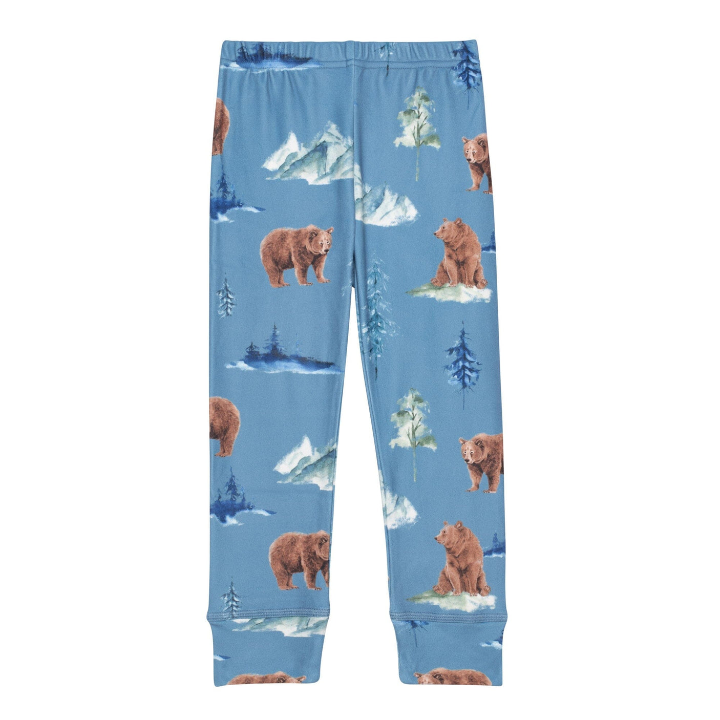 Two Piece Thermal Underwear Set Blue With Bear Print-3