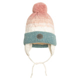 Pompom Knit Earflap Hat Pink And Blue Gradient-0