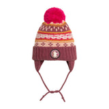 Winter Pompom Knit Earflap Hat Purple And Pink-0