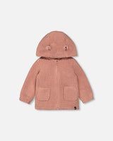 Sherpa Hooded Zip Jacket Powder Pink-0