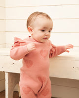 Knitted Jumpsuit With Jacquard Powder Pink Little Heart Of Wool-1
