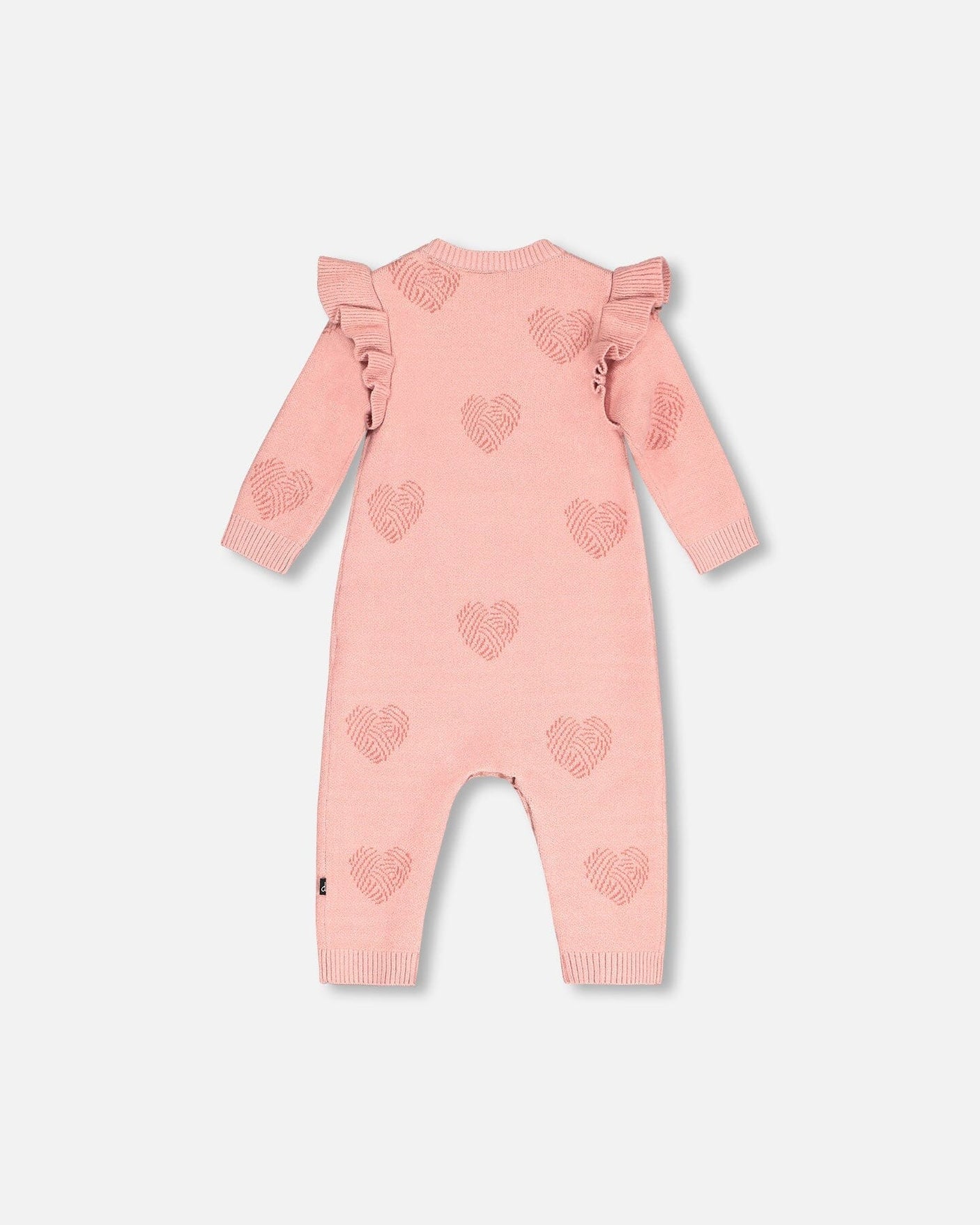 Knitted Jumpsuit With Jacquard Powder Pink Little Heart Of Wool-2