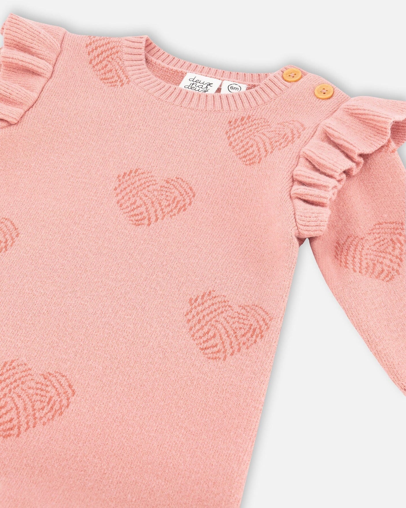 Knitted Jumpsuit With Jacquard Powder Pink Little Heart Of Wool-3