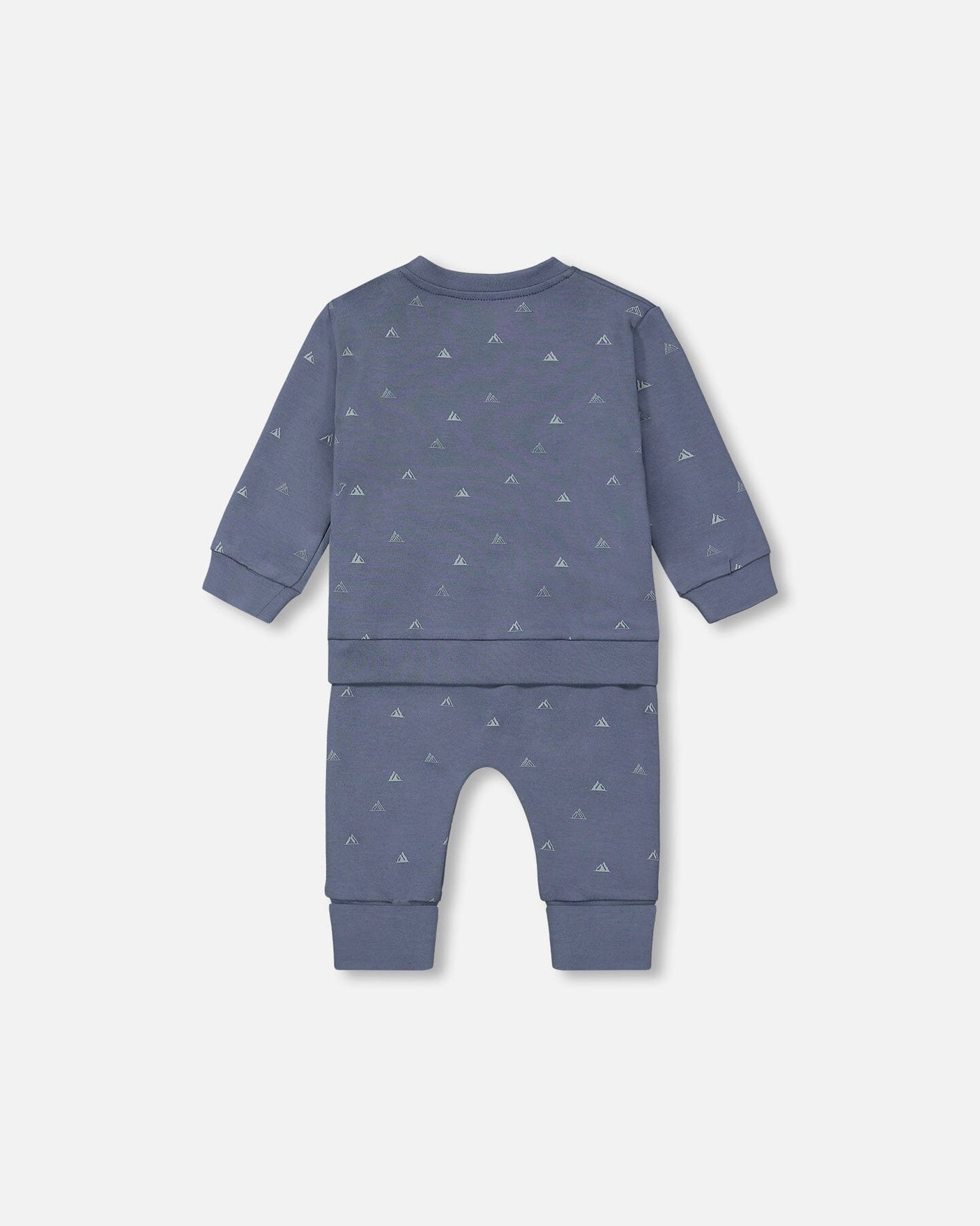 Organic Cotton Printed Top And Grow-With-Me Pants Set French Navy Little Mountains-3