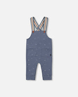 Organic Cotton Printed Onesie And Overall Set French Navy Little Mountains-3