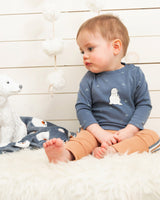 Organic Cotton Top And Grow-With-Me Pants Set French Navy And Tawny Brown-1