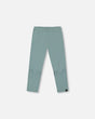 Organic Cotton Sage Green Leggings With Cat Ears Applique-0