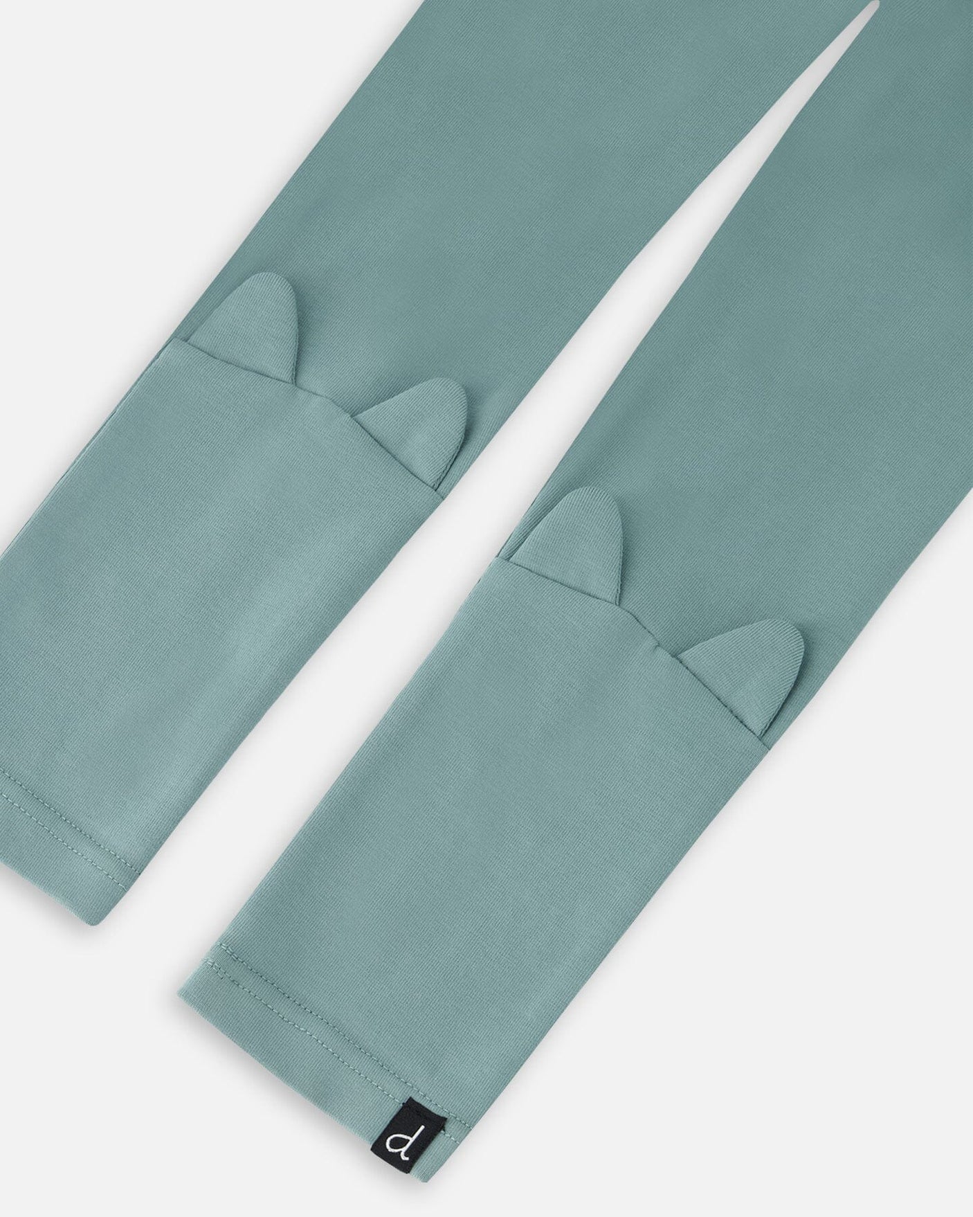 Organic Cotton Sage Green Leggings With Cat Ears Applique-4