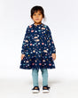 Printed Dress With Mesh Frill Navy Sleepy Cats-2