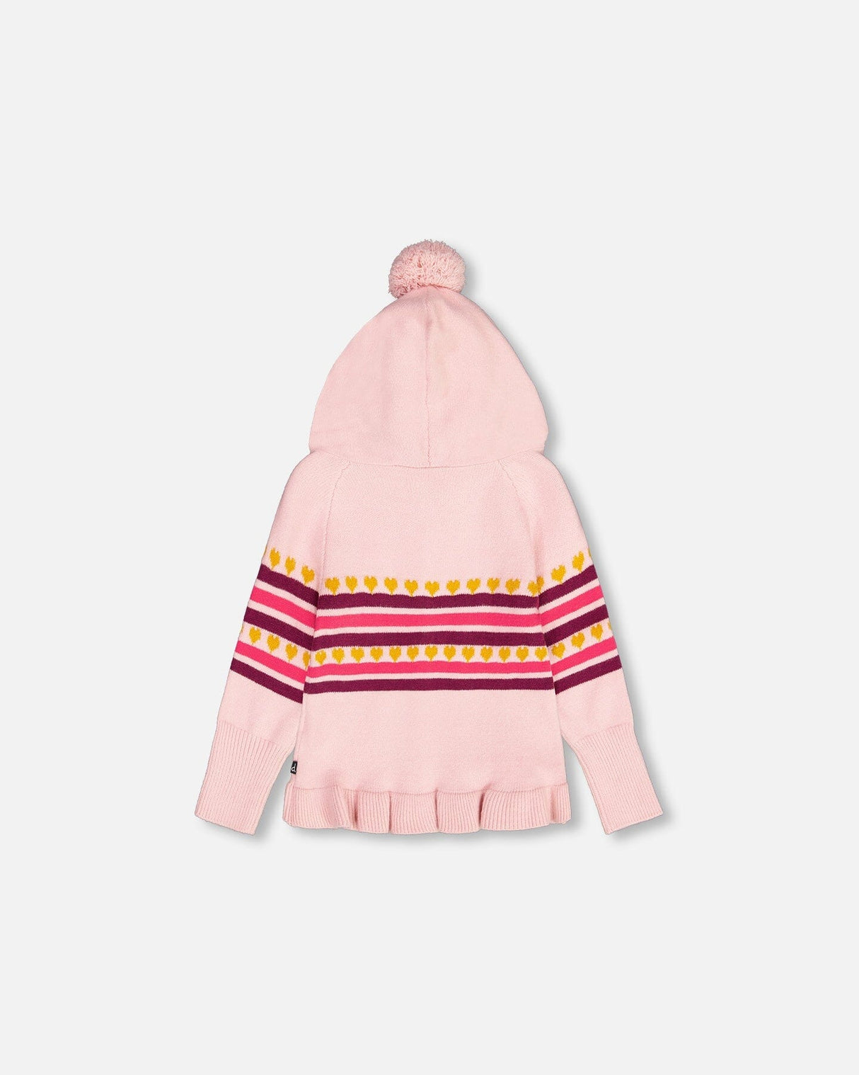 Full Zip Hooded Knitted Sweater Powder Pink-2