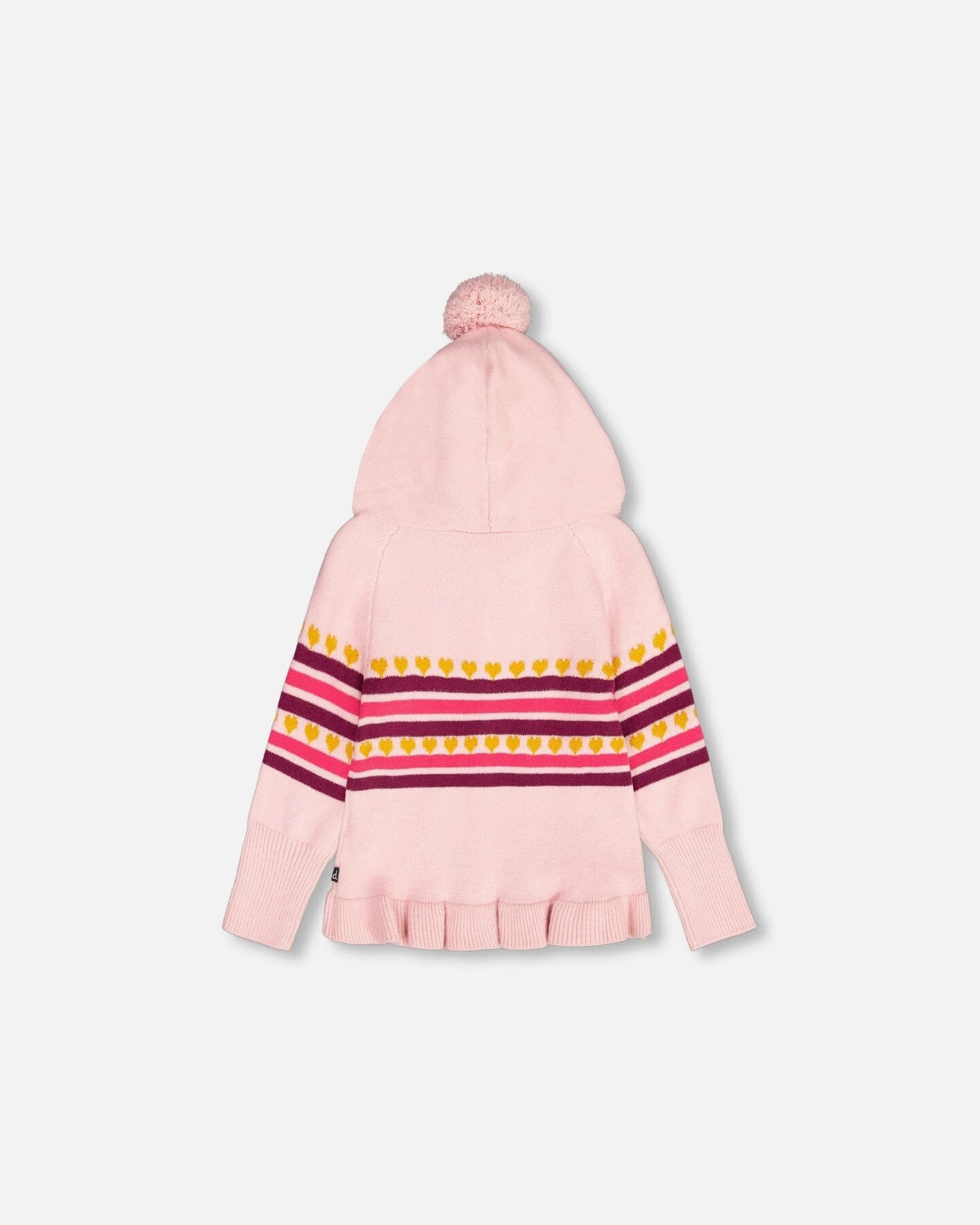 Full Zip Hooded Knitted Sweater Powder Pink-2