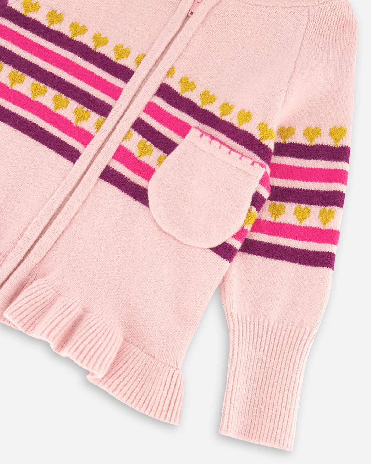 Full Zip Hooded Knitted Sweater Powder Pink-3