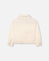 Sherpa Jacket With Quilted Pocket Off White-3