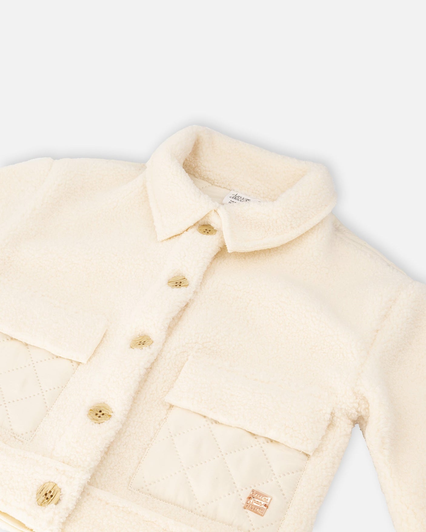 Sherpa Jacket With Quilted Pocket Off White-4
