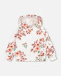 Fleece Hoodie Off White With Flower Print-0